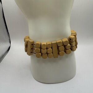 Rare Vintage Wood Beads Bakelite Stretch Bracelet Beautiful
